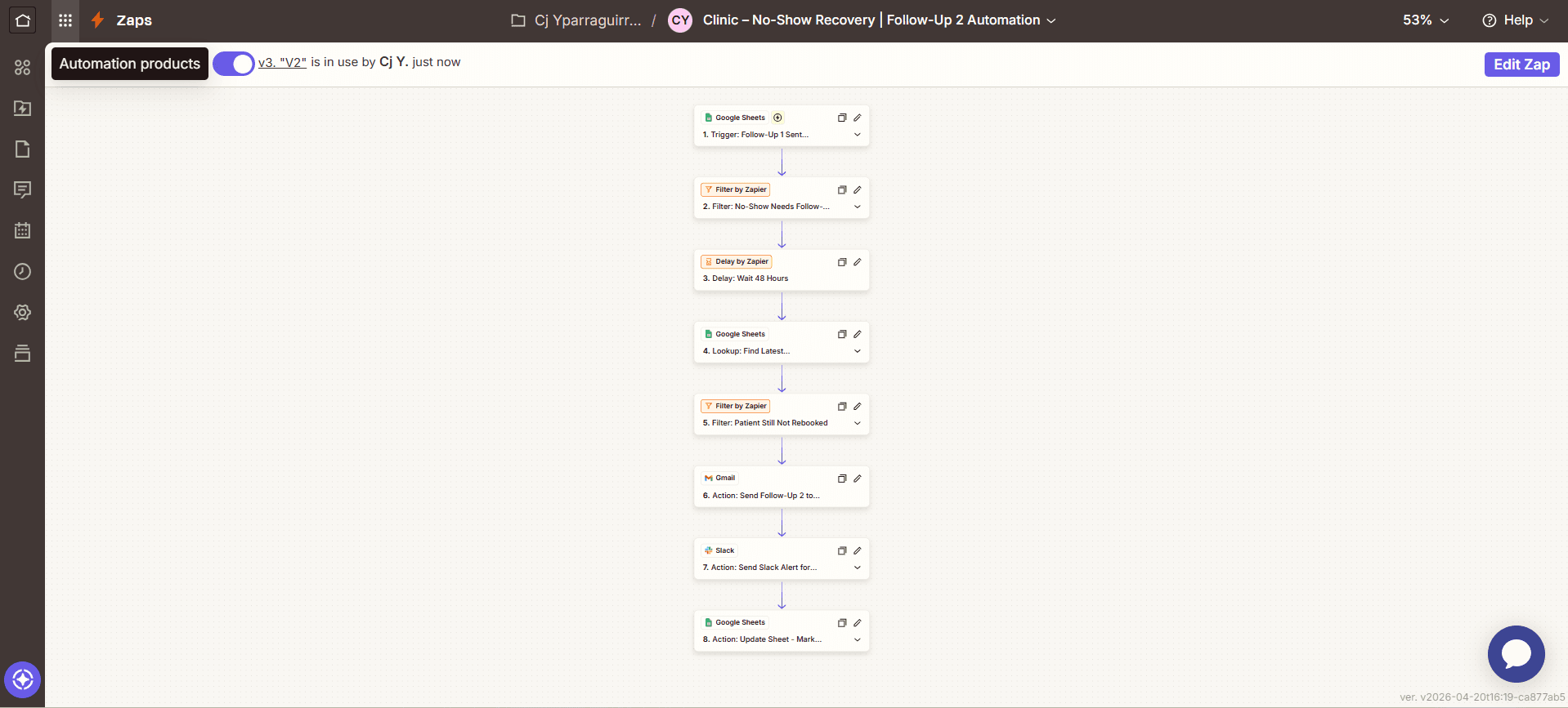 Clinic no-show follow-up workflow step one